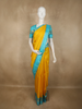 Mustard Yellow Checked Woven Design Pure Kanchipuram Silk Saree with Contrast Zari Border