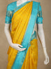 Mustard Yellow Checked Woven Design Pure Kanchipuram Silk Saree with Contrast Zari Border