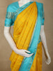Mustard Yellow Checked Woven Design Pure Kanchipuram Silk Saree with Contrast Zari Border