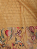 Mustard Yellow Checked Woven Design Pure Tussar Saree with Floral Border