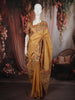 Mustard Yellow Checked Woven Design Pure Tussar Saree with Floral Border