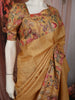 Mustard Yellow Checked Woven Design Pure Tussar Saree with Floral Border