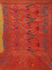 Mustard Yellow Checks Design Silk Saree with Red Border And Peacock Motifs