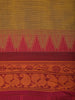 Mustard Yellow Cotton Saree With Maroon Temple Border