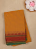 Mustard Yellow Cotton Saree with Tribal Woven Border - Diadem