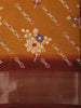 Mustard Yellow Diagonal Floral Printed Design Mixed Cotton Casual Wear Saree with Contrast Border