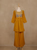 Mustard Yellow Embroidered Cotton Palazzo Suit