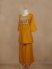 Mustard Yellow Embroidered Cotton Palazzo Suit