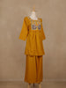 Mustard Yellow Embroidered Cotton Palazzo Suit