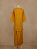 Mustard Yellow Embroidered Cotton Palazzo Suit