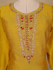 Yellow Embroidered Semi Silk Salwar Suit - Diadem