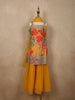Mustard Yellow Flora Printed Design Georgette Kids Sharara Suit with Dupatta