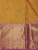 Mustard Yellow Floral And Birds Woven Design Pure Kanchipuram Silk Saree