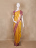 Mustard Yellow Floral And Birds Woven Design Pure Kanchipuram Silk Saree