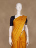 Mustard Yellow Floral And Stripes Woven Pure Kanchipuram Silk Saree