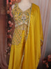 Mustard Yellow Floral Beads Embroidered Design Crepe Part Wear Palazzo Suit with Dupatta