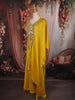 Mustard Yellow Floral Beads Embroidered Design Crepe Part Wear Palazzo Suit with Dupatta