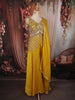 Mustard Yellow Floral Beads Embroidered Design Crepe Part Wear Palazzo Suit with Dupatta