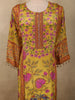 Mustard Yellow Floral Beads Embroidered Design Crepe Silk Salwar Suit