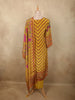 Mustard Yellow Floral Beads Embroidered Design Crepe Silk Salwar Suit