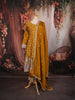 Mustard Yellow Floral Butta Sequins and Zari Embroidered Design Georgette Anarkali Salwar Suit with Matching Dupatta