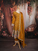 Mustard Yellow Floral Butta Sequins and Zari Embroidered Design Georgette Anarkali Salwar Suit with Matching Dupatta