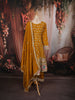 Mustard Yellow Floral Butta Sequins and Zari Embroidered Design Georgette Anarkali Salwar Suit with Matching Dupatta