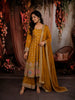 Mustard Yellow Floral Butta Sequins and Zari Embroidered Design Georgette Anarkali Salwar Suit with Matching Dupatta
