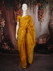 Mustard Yellow Floral Butta Zari Woven Design Pure Banarasi Silk Festive Wear Saree with Zari Border