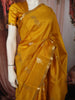 Mustard Yellow Floral Butta Zari Woven Design Pure Banarasi Silk Festive Wear Saree with Zari Border