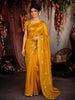 Mustard Yellow Floral Butta Zari Woven Design Pure Banarasi Silk Festive Wear Saree with Zari Border