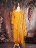 Mustard Yellow Floral Design Cotton Salwar with Dupatta