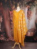 Mustard Yellow Floral Design Cotton Salwar with Dupatta