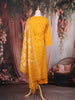Mustard Yellow Floral Design Cotton Salwar with Dupatta