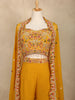 Mustard Yellow Floral Design Georgette Palazzo Salwar Suit