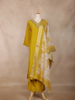 Mustard Yellow Floral Design Semi Silk Straight Cut Salwar Suit