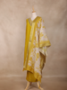 Mustard Yellow Floral Design Semi Silk Straight Cut Salwar Suit