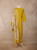 Mustard Yellow Floral Design Semi Silk Straight Cut Salwar Suit