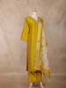 Mustard Yellow Floral Design Semi Silk Straight Cut Salwar Suit