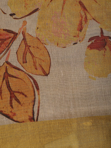 Mustard Yellow Floral Design Semi Tissue Saree - Diadem