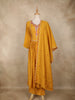 Mustard Yellow Floral Embroidered Cotton Anarkali Suit with Dupatta