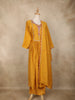 Mustard Yellow Floral Embroidered Cotton Anarkali Suit with Dupatta