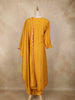 Mustard Yellow Floral Embroidered Cotton Anarkali Suit with Dupatta