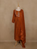 Mustard Yellow Floral Embroidered Cotton Salwar Suit With Dupatta