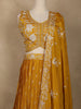 Mustard Yellow Floral Embroidered Design Chiffon Lehenga