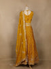 Mustard Yellow Floral Embroidered Design Chiffon Lehenga