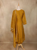 Mustard Yellow Floral Embroidered Design Cotton Anarkali Salwar Suit