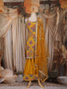 Mustard Yellow Floral Embroidered Design Georgette Palazzo Suit with Dupatta