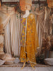 Mustard Yellow Floral Embroidered Design Georgette Palazzo Suit with Dupatta
