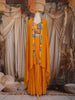 Mustard Yellow Floral Embroidered Design Georgette Skirt Top with Cape Jacket